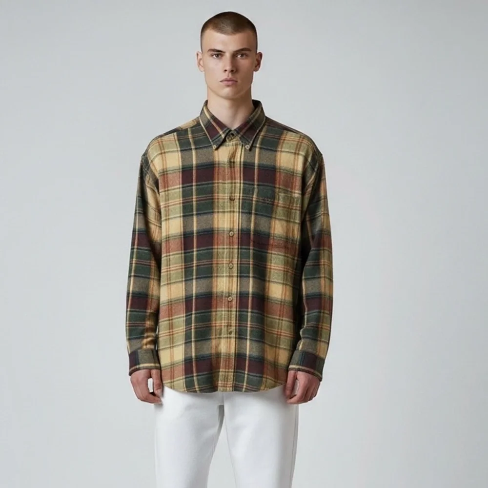 J.CREW Plaid Flannel Button-Down Shirt – XL